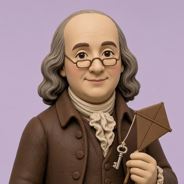 Clay-style caricature of Benjamin Franklin