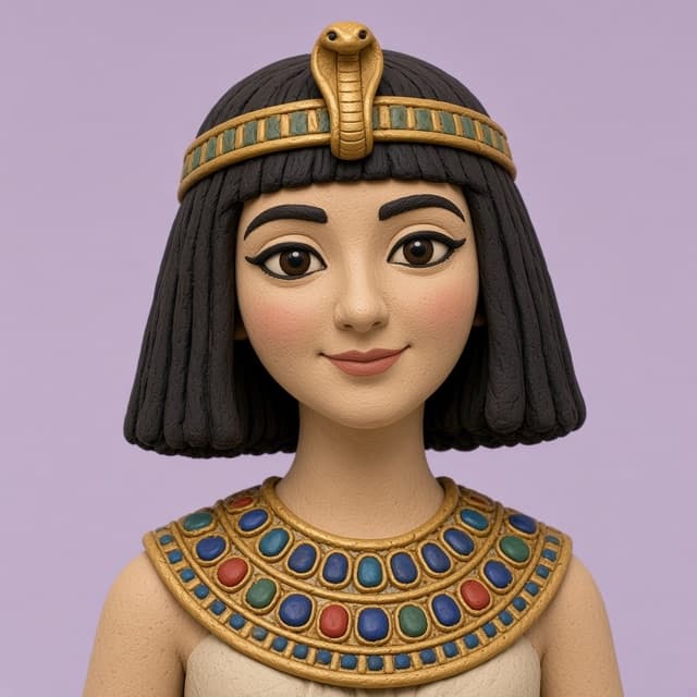 Clay-style caricature of Cleopatra
