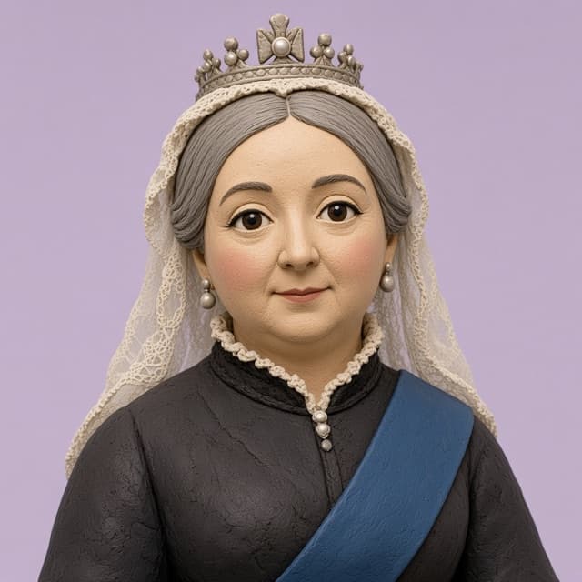 Clay-style caricature of Queen Victoria