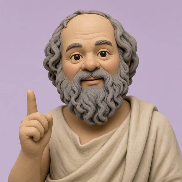 Clay-style caricature of Socrates