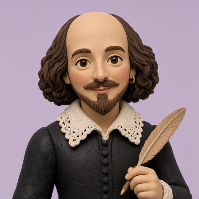 Clay-style caricature of William Shakespeare